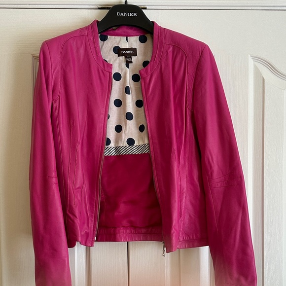 Danier Women's Pink Leather Jacket - Picture 3 of 7